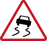Warning for a slippery road surface.