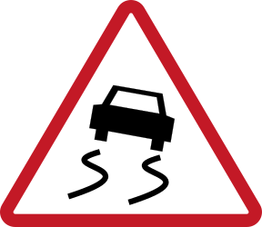 Warning for a slippery road surface.