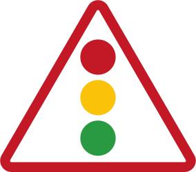 Warning for traffic lights ahead.