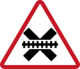 Warning for a railway crossing without barriers.