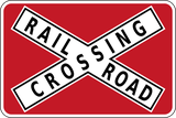Warning for a railway crossing with one track.
