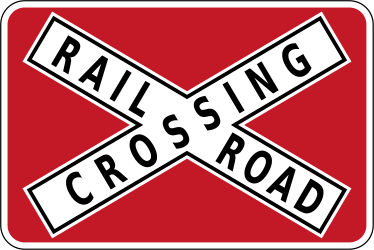Warning for a railway crossing with one track.