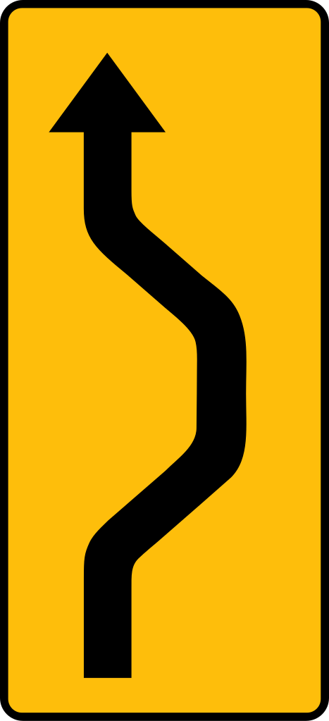 Temporary diversion to the right and back.
