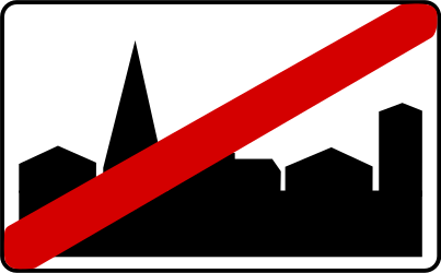 End of the built-up area.