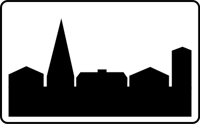 Start of a built-up area.