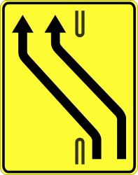 Temporary median strip diversion.