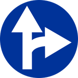 Obrigatório seguir em frente ou virar à direita.