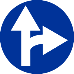 Obrigatório seguir em frente ou virar à direita.