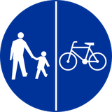 Via dividida obrigatória para peões e ciclistas.