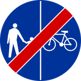 Fim de via dividida para peões e ciclistas.