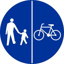 Mandatory divided pedestrian and cycle path.