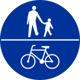 Via partilhada obrigatória para peões e ciclistas.