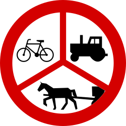 Ciclistas, veículos de tração animal e tratores proibidos.