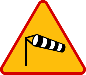Aviso de vento lateral forte.