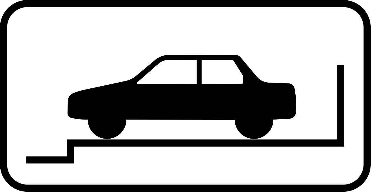 Perpendicular parking on pavement.