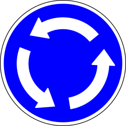 Mandatory roundabout direction.