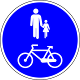 Vía compartida obligatoria para peatones y ciclistas.