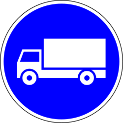 Vorgeschriebener Fahrstreifen für Lastwagen.