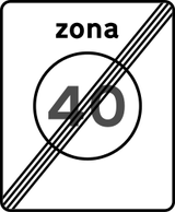 Fin de zona con límite de velocidad.