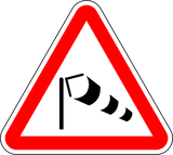 Advertencia de viento lateral fuerte.