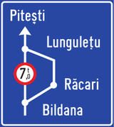 Detour for vehicles that are not allowed to pass.