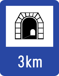 Inicio de túnel con longitud indicada.