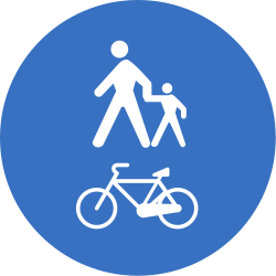 Vía compartida obligatoria para peatones y ciclistas.