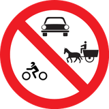 Motorcycles, cars and horsecarts prohibited.