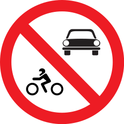 Motocicletas y automóviles prohibidos.