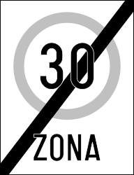 Fin de zona con límite de velocidad.