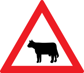 Warning for cattle on the road.