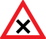 Warning for an uncontrolled crossroad.