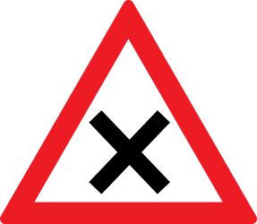 Warning for an uncontrolled crossroad.