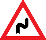 Warning for a double curve, first right then left.