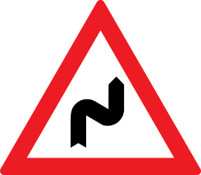 Warning for a double curve, first right then left.