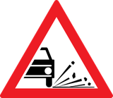 Warning for loose chippings on the road surface.