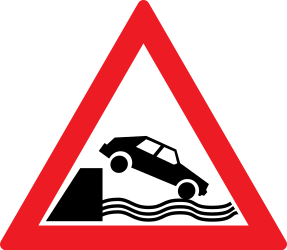Warning for a quayside or riverbank.