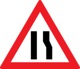 Warning for a road narrowing on the right.