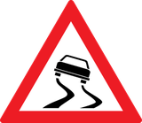 Warning for a slippery road surface.