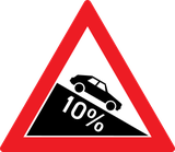 Warning for a steep descent.