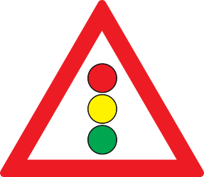 Warning for traffic lights ahead.
