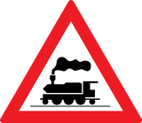 Warning for a railway crossing without barriers.