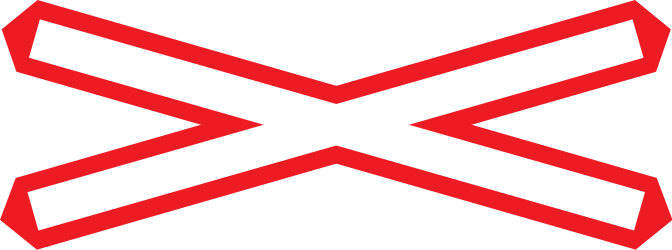 Warning for a railway crossing with one track.