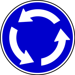 Mandatory roundabout direction.
