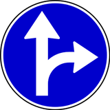 Driving straight ahead or turning right mandatory.