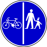 Mandatory divided pedestrian and cycle path.