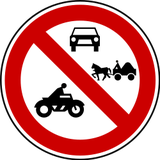 Motorcycles, cars and horsecarts prohibited.