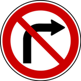 Turning right prohibited.