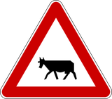 Warning for cattle on the road.