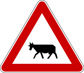 Warning for cattle on the road.